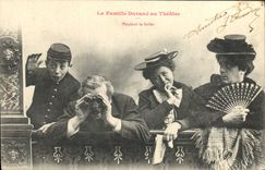 Vintage Postcard Fantasy Woman the family Durand with the theater During the ballet