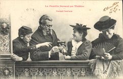 Vintage Postcard Fantasy Woman the family Durand with the theater During the interval