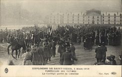 Vintage Postcard Explosion of Saint Denis Funerailles March 4th, 1916 of victims the procession leaves the barracks