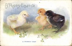 Vintage Postcard Easter A friendly Easter cat