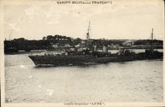 Vintage Postcard Boat Against destroyer Lynx