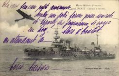 CPA Bateau Liberte Cuirasse a tourelles Avion AViation 