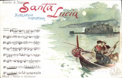 Vintage Postcard Ricordo di Napoli Santa Lucia Barcarola Napoltena