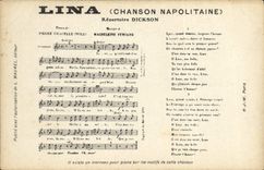 CPA Lina Chanson napolitaine Dickson 