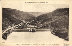 CPA Electricite Vue panoramique du barrage de la Sioule et du viaduc des Fades