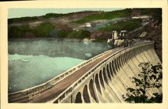 Vintage Postcard Electricity Dam Sarrans the dam and the road which passes at the top