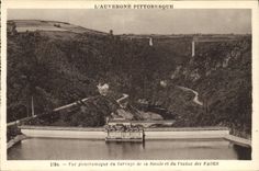 CPA Electricite Vue panoramique du barrage de la Sioule et du viaduc des Fades