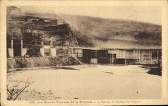 CPA Electricite Les grands travaux de la Truyere Le barrage de Sarrans vu d'amont
