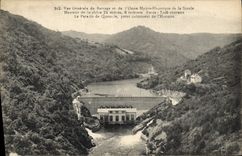 Vintage Postcard Electricity Seen general of the stopping and the factory Hydro electriquue of Sioule the paradise of Queuille bridge culminating of the horizon