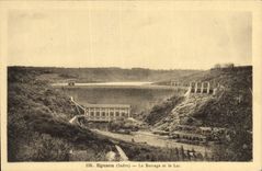 Vintage Postcard Eguzon Electricity stopping and the lake