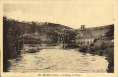Vintage Postcard Eguzon Electricity stopping and the factory