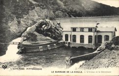 CPA Electricite Le barrage de la Sioule L'usine et le deversoir