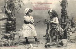 Vintage Postcard Fantasy Child the cicada and the ant