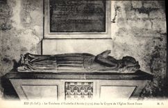 Vintage Postcard Have the tomb of Ysabelle d' Artois in the crypt of the church Notre Dame