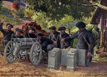 CPA Militaria Chasseurs alpins Canon de 65 de montagne des Alpins 