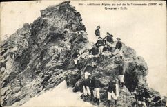 Vintage Postcard Militaria Alpine hunters alpine Artillerists with the collar of Traversette Queyras