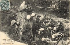 Vintage Postcard Militaria Alpine hunters Groups Alpine hunters in the Alps