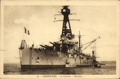 CPA Bateau Cherbourg Le cuirasse Lorraine