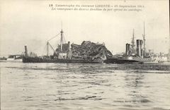 Vintage Postcards Bateau Catastrophe of Freedom the tug boats of the various directions of the port operate rescues