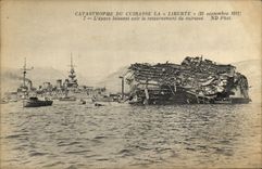 Vintage Postcard Boat Catastrophe of the Armor Freedom the wreck letting see the reversal of the armor