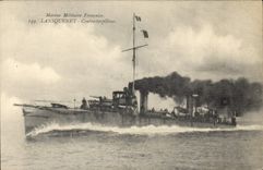 Vintage Postcard Boat Lansquenet Against destroyer