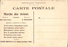 Postal el Chouya Canción Marroquí Marruecos Joullot Nitta DO Marcha de los aviones Roland Gael Dickson