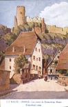 Vintage Postcard Folklore Alsace JJ Waltz Hansi ruins of Kaisersberg