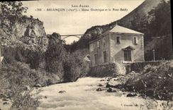 Vintage Postcard Briançon Machines electric and the Bridge Baldy Electricite