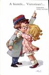 Vintage Postcard Fantasy Illustrator Children A soon Victorious Militaria