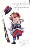 Vintage Postcard Fantaisie Illustrator Children Cherishes Militaria glory