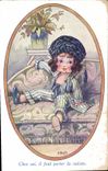 Vintage Postcard Fantaisie Illustrator Child At home the breeches should be carried