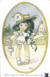 Vintage Postcard Fantaisie Illustrator Child Dog This year one still wears the short skirt