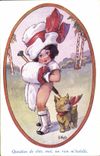 Vintage Postcard Fantaisie Illustrator Child Dog Question of knack me one nothing equips me
