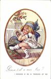 Vintage Postcard Fantaisie Illustrator Child Thinks T it has me to him