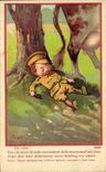 Vintage Postcard Fantasy Illustrator Children a Militaria dream