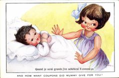 Vintage Postcard Fantaisie Illustrator Children When I am tall I will buy 6 like that of them