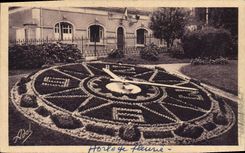 Vintage Postcard Flowers Le Mans flowered Clock