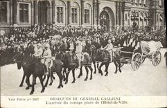 Vintage Postcard Obseques of General Gallieni the arrival of the procession places town hall