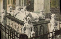 Vintage Postcard Nantes the cathedral Tomb of the Dukes of Brittany Lion