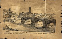 Vintage Postcard Rome in 1621 Palatinus Bridge