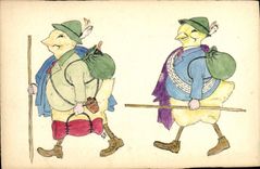 CPA Poussins (dessin a la main) Alpinisme 