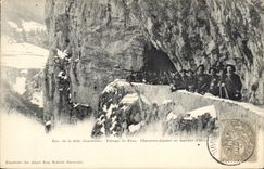 Vintage Postcard Militaria Alpine hunters moving of Env winter of the Large Charterhouse Passage of Fron