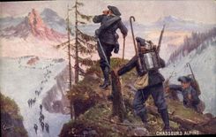 CPA Militaria Chasseurs Alpins 