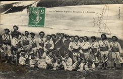 Vintage Postcard Militaria Alpine hunters and Bersagliers has the border