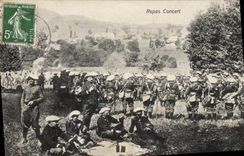 Vintage Postcard Militaria Alpine hunters Meal concert