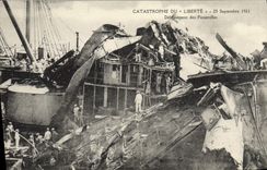 Vintage Postcard Boat Catastrophe of Freedom Clearing of the footbridges