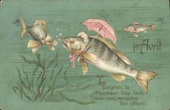 CPA Fantaisie Poisson 1er Avril