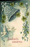 Vintage Postcard Fantasy Flowers Dove Bell