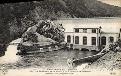 CPA Electricite Le barrage de la Sioule l'usine et le deversoir 