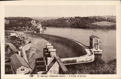 Vintage Postcard Electricity Dam Eguzon the factory and the lake